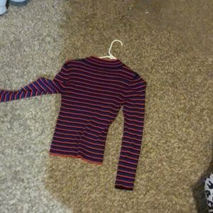 black blue and red cropped sweater